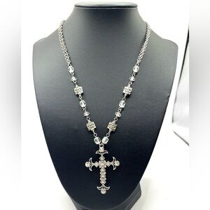 Cross Necklace VCLM Vintage Beaded Cross 16” Necklace Rosary Style Necklace